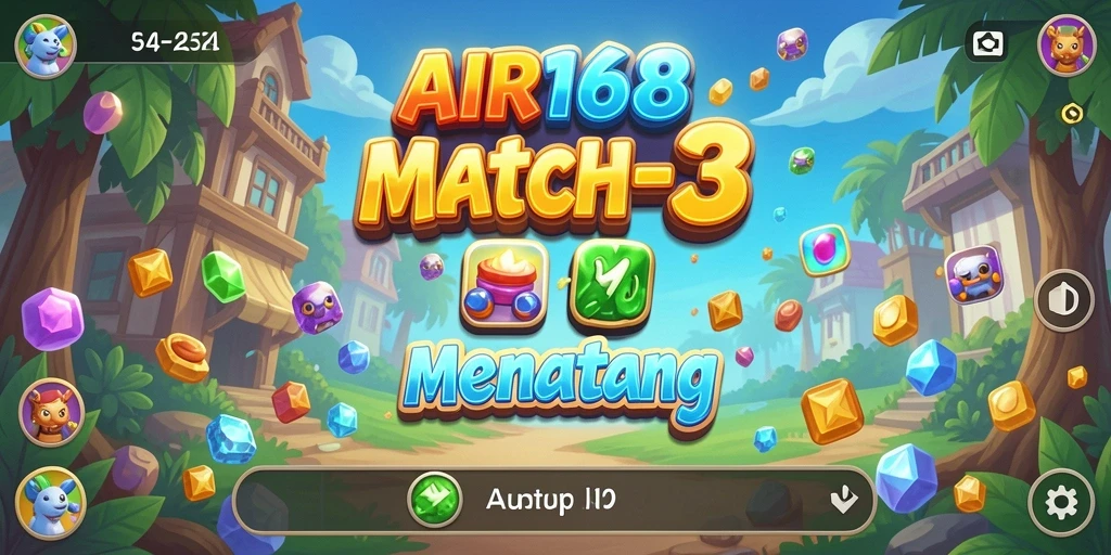 Tampilan gameplay AIR168 yang penuh warna dalam genre Match-3.