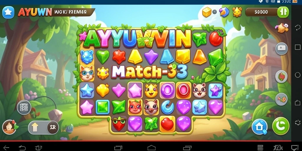 Tampilan gameplay AYUWIN yang penuh warna dan menantang di Match-3.