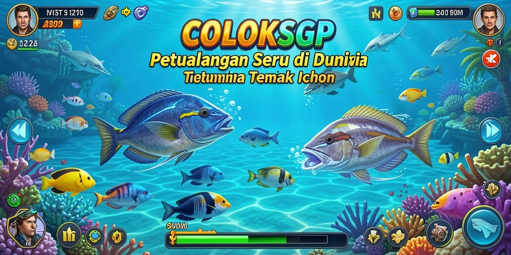 Tampilan gameplay seru di COLOKSGP dengan berbagai ikan dan senjata.