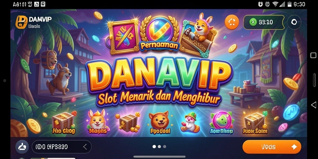Tampilan gameplay <strong>DANAVIP</strong> yang menarik dengan gulungan berputar.