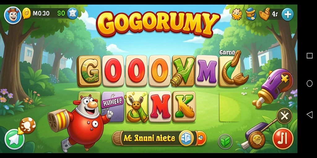 Tangkapan layar GOGORUMMY menampilkan gameplay seru dan santai.