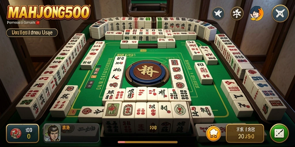 Tampilan gameplay yang menarik dari MAHJONG500 saat bermain Mahjong.