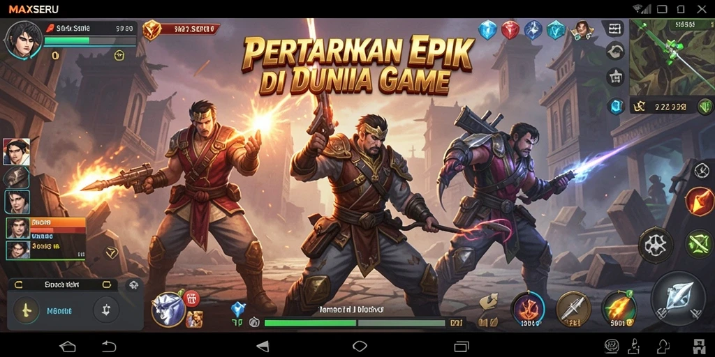 Screenshot gameplay MAXSERU menampilkan aksi pertarungan yang dinamis.