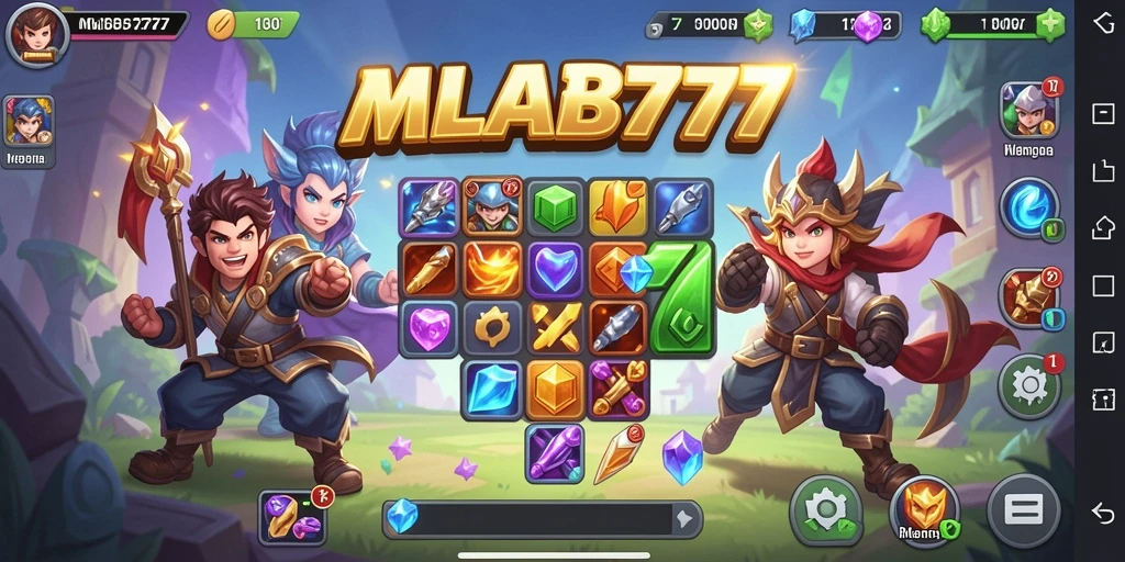 Screenshot permainan MLBB777 yang menampilkan aksi Match-3 yang seru.