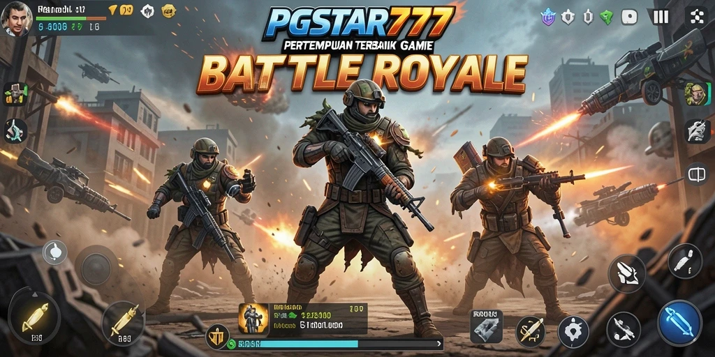 Screenshot gameplay PGSTAR777 menunjukkan aksi intens Battle Royale.