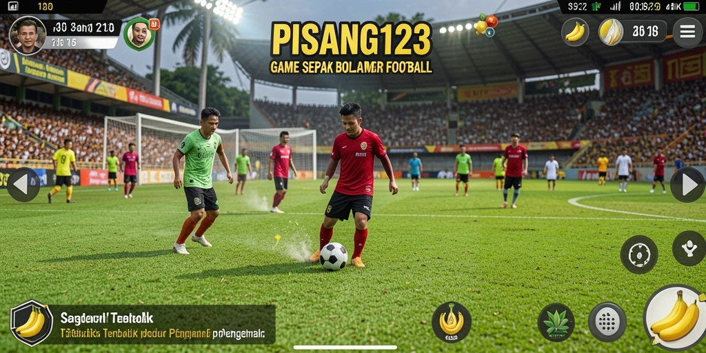 Screenshot PISANG123 menampilkan aksi menegangkan di lapangan sepak bola.