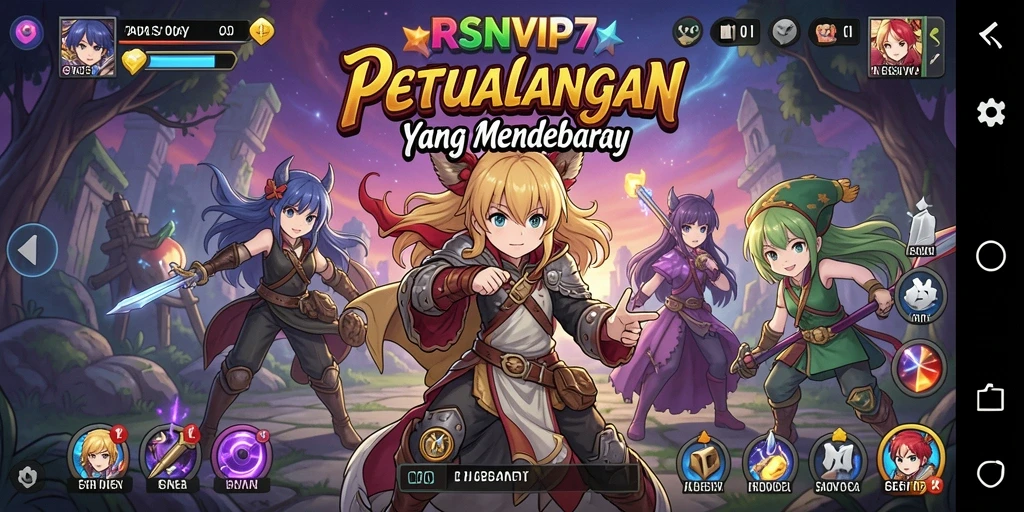 Tangkapan layar RSNVIP7 menunjukkan pertarungan karakter Anime yang seru.