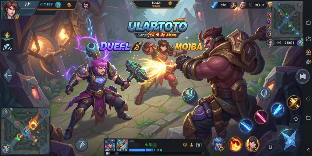 Screenshot ULARTOTO menampilkan aksi seru di arena pertempuran MOBA.