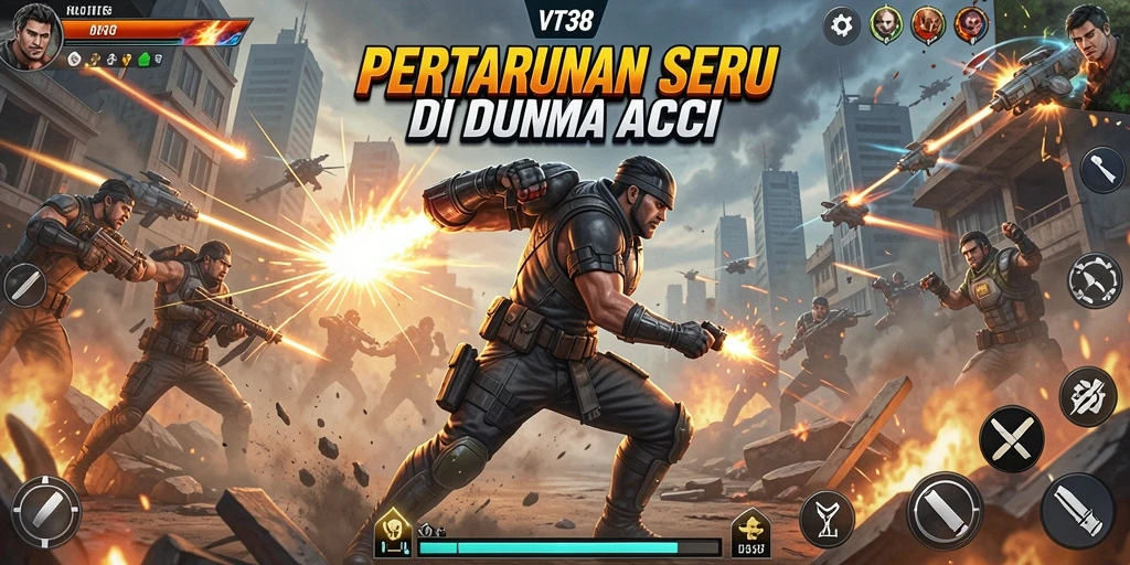 Tangkapan layar aksi menampilkan pertarungan seru di VT38.